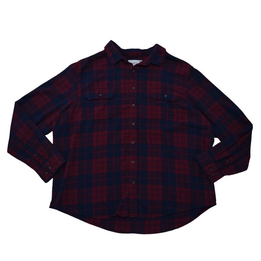 Mens Goodfellow & Co Plaid Flannel Shirt Red & Blue Button Front, Size XXL.